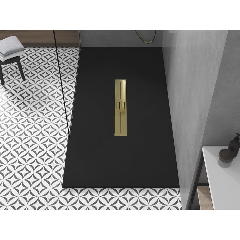 Mexen Toro receveur de douche rectangulaire SMC 180 x 90 cm, noir, cache doré - 43709018-G