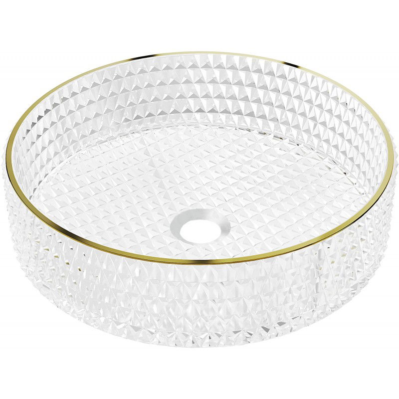 Mexen Aura lavabo en verre sur plan 39 x 39 cm, transparent/doré - 24013905