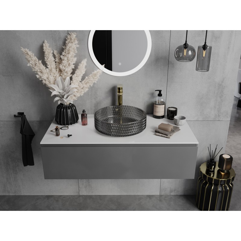 Mexen Aura lavabo en verre à poser 39 x 39 cm, noir - 24013970