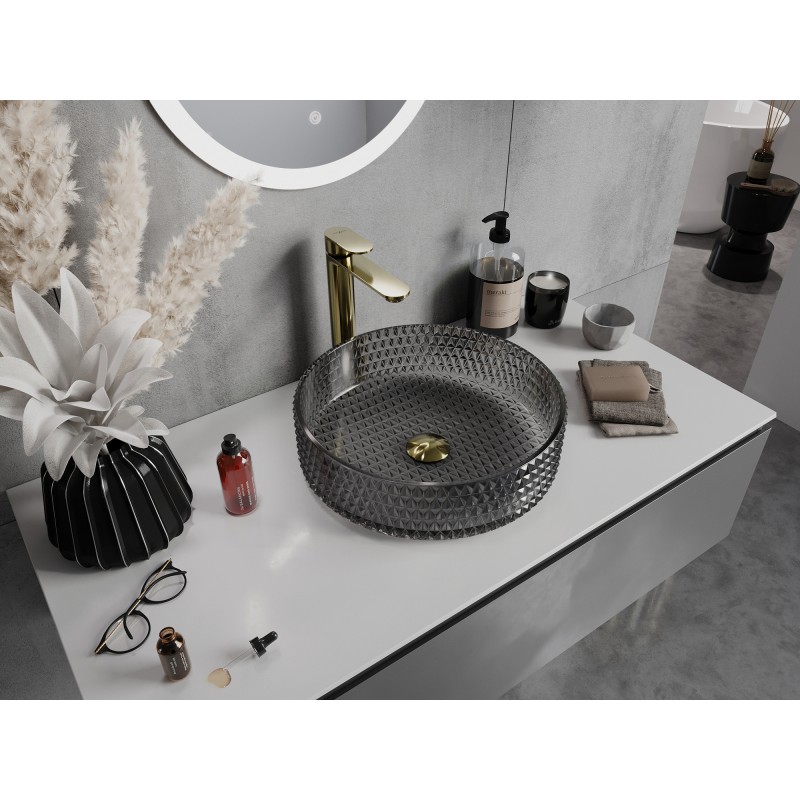 Mexen Aura lavabo en verre à poser 39 x 39 cm, noir - 24013970