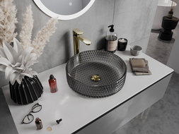 Mexen Aura lavabo à comptoir en verre 39 x 39 cm, Noir - 24013970