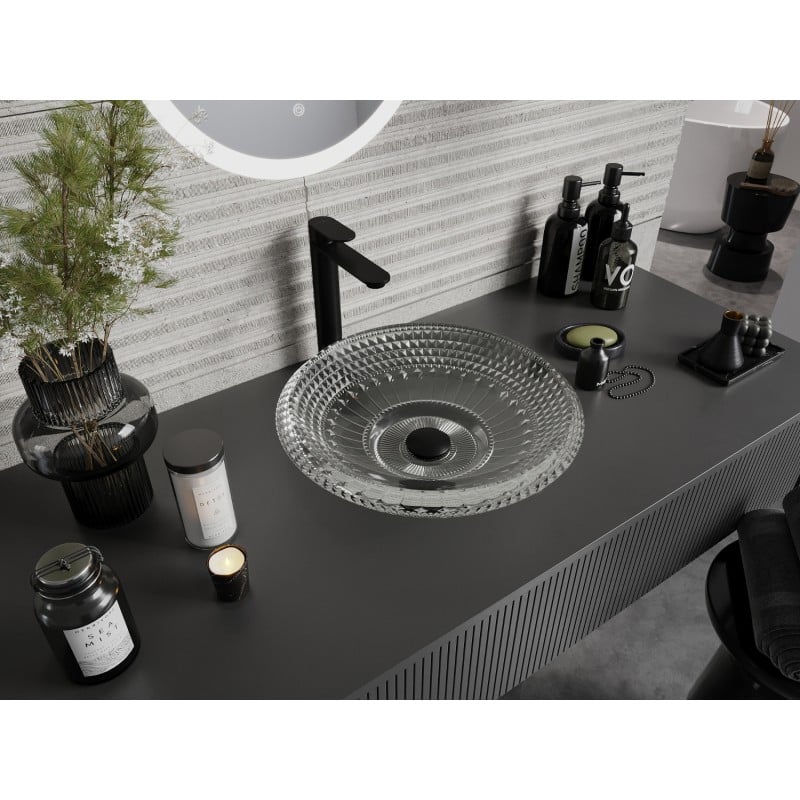 Mexen Heba lavabo en verre sur comptoir 45 x 45 cm, transparent - 24064500