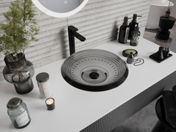 Mexen Heba lavabo en verre sur le comptoir 45 x 45 cm, noir - 24064570