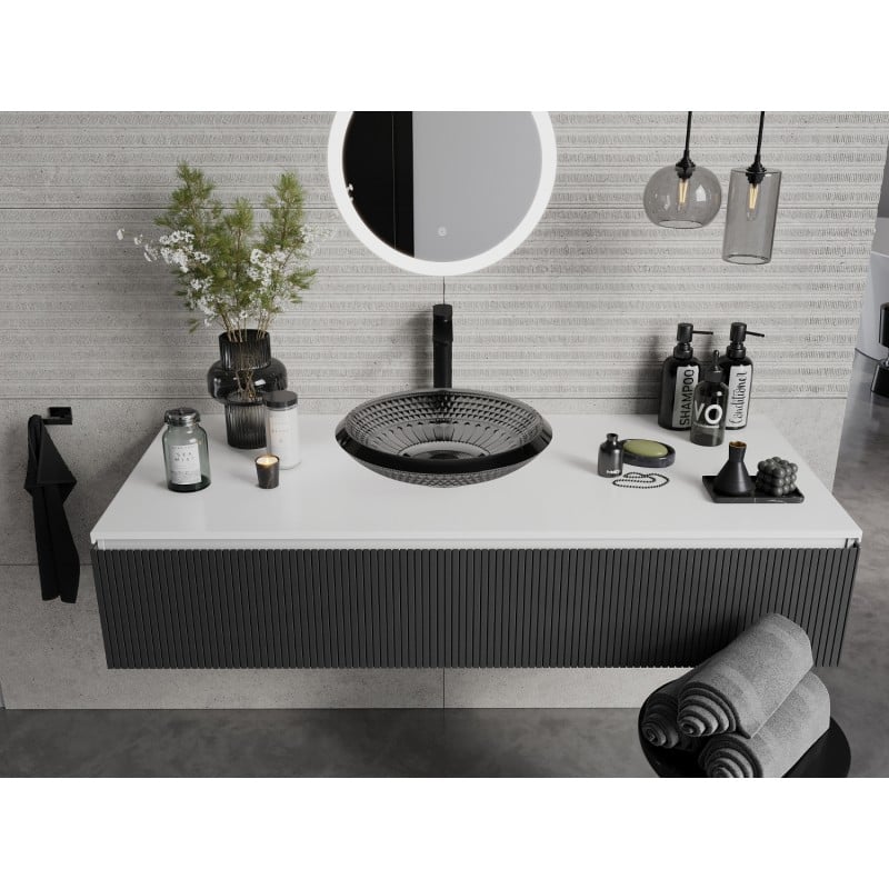 Mexen Heba lavabo en verre à poser 45 x 45 cm, noir - 24064570