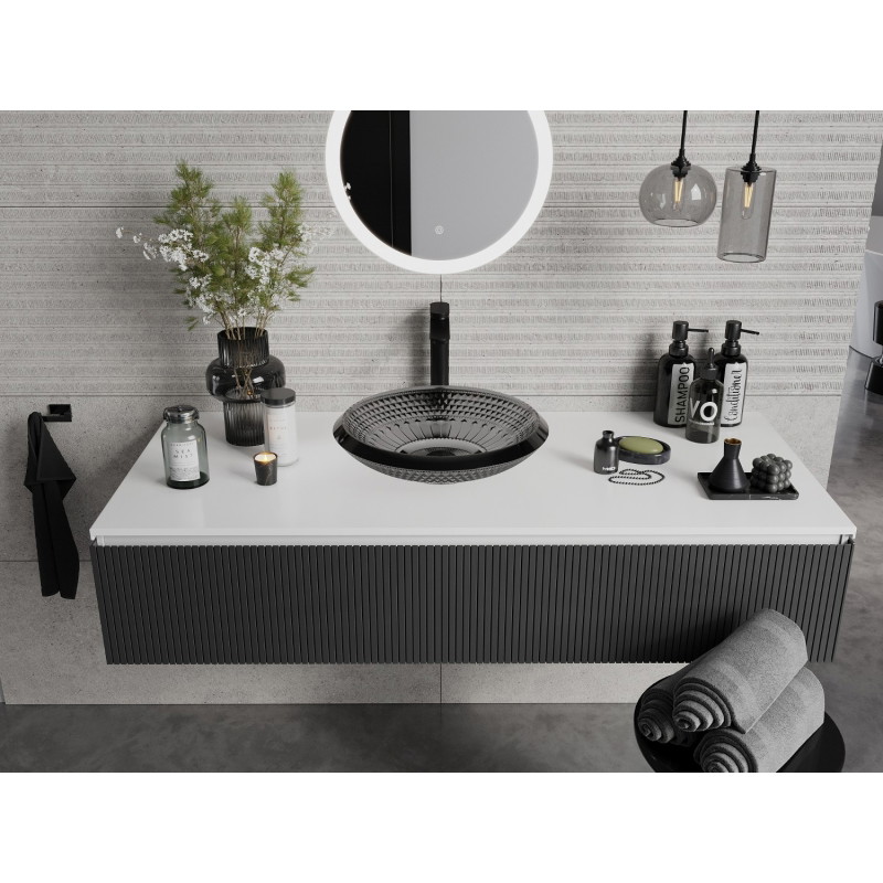 Mexen Heba lavabo en verre sur le comptoir 45 x 45 cm, noir - 24064570