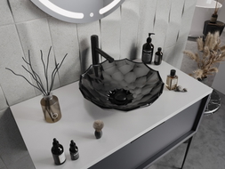 Mexen Inga lavabo en verre sur plan 44 x 44 cm, noir - 24074470