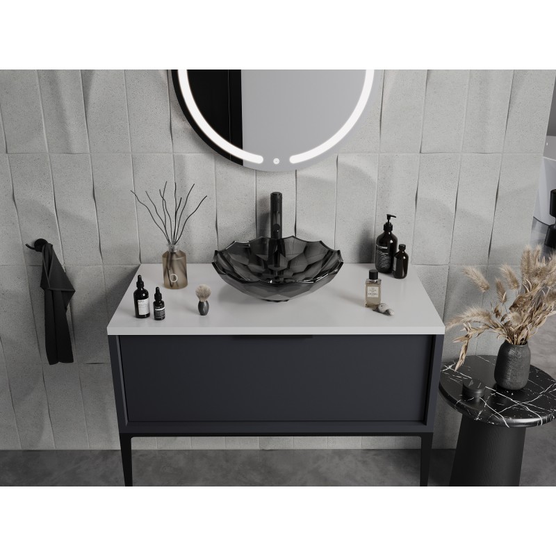 Mexen Inga lavabo en verre à poser 44 x 44 cm, noir - 24074470