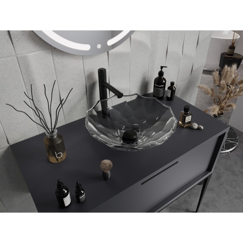 Mexen Inga lavabo en verre à poser 44 x 44 cm, transparent - 24074400