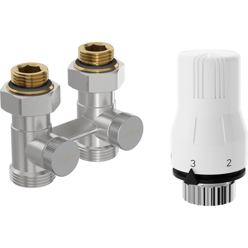 Mexen G02 kit thermostatique à deux tubes DN50, droit 1/2"x3/4", nickel - W912-012-928-01