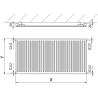 Mexen CH10 Hygiene radiateur plat 400 x 2800 mm, raccordement latéral, 1210 W, blanc - W410H-040-280-00