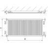 Radiateur plat Mexen CH10 Hygiene 600 x 1000 mm, raccordement latéral, 625 W, blanc - W410H-060-100-00