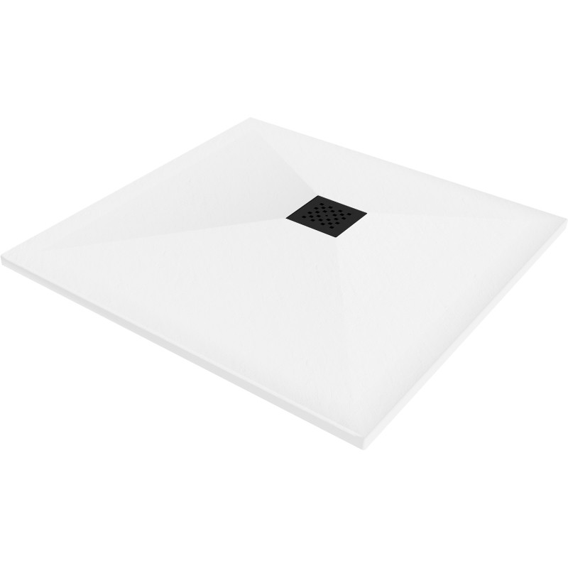 Mexen Stone+ receveur de douche carré en composite 70 x 70 cm, blanc, cache noir - 44107070-B