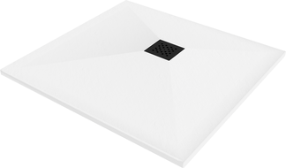 Mexen Stone+ receveur de douche carré en composite 70 x 70 cm, blanc, cache noir - 44107070-B