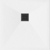 Receveur Mexen Stone+ en composite carré 90 x 90 cm, blanc, avec cache noir - 44109090-B