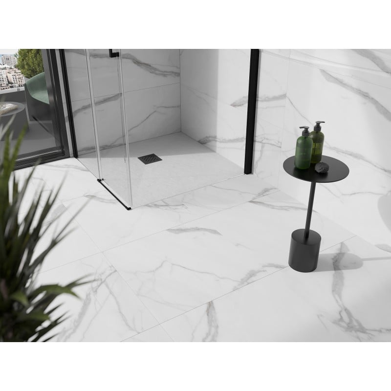 Mexen Stone+ receveur de douche composite carré 70 x 70 cm, blanc, cache noir - 44107070-B