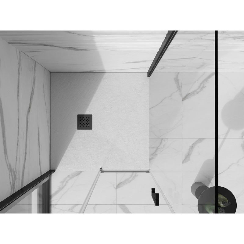 Mexen Stone+ receveur de douche carré en composite 80 x 80 cm, blanc, cache noir - 44108080-B
