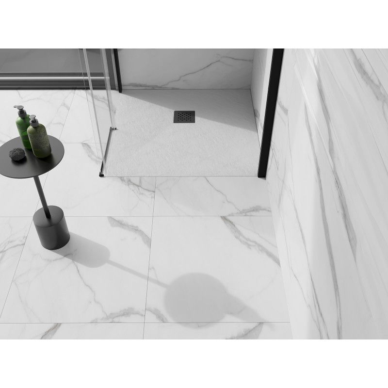 Mexen Stone+ receveur de douche carré en composite 100 x 100 cm, blanc, cache noir - 44101010-B