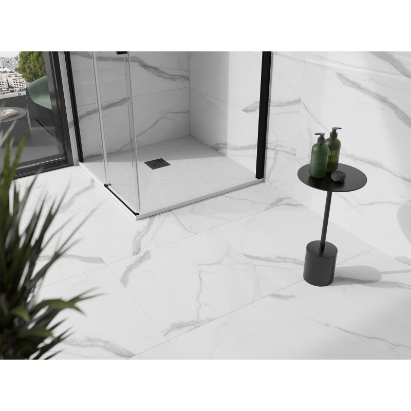 Mexen Stone+ receveur de douche carré en composite 70 x 70 cm, blanc, cache noir - 44107070-B