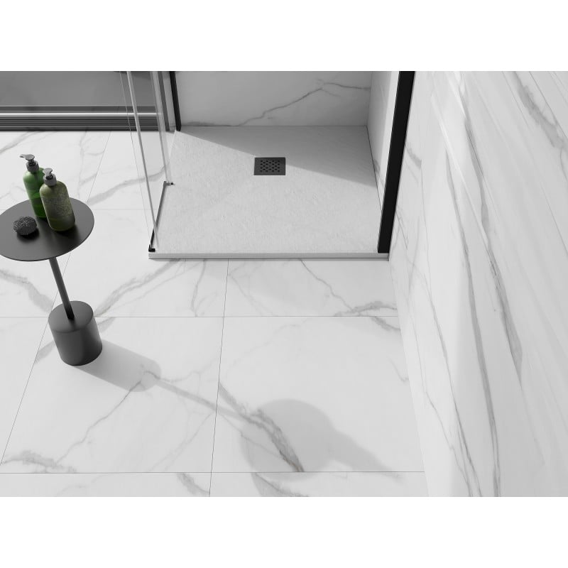 Mexen Stone+ receveur de douche composite carré 70 x 70 cm, blanc, cache noir - 44107070-B