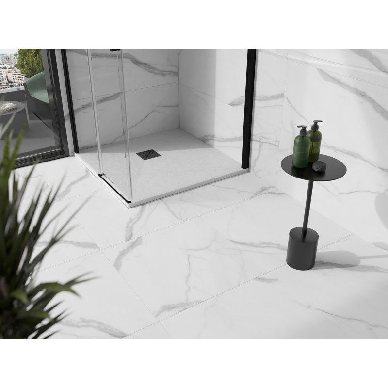 Mexen Stone+ receveur de douche carré en composite 80 x 80 cm, blanc, cache noir - 44108080-B