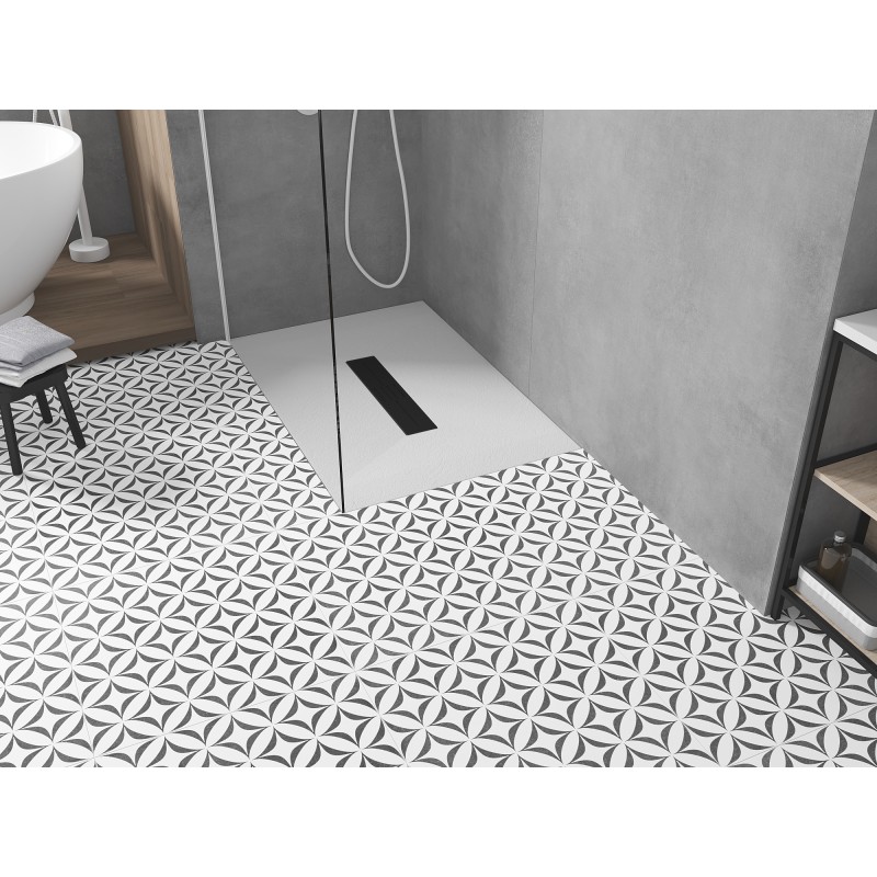 Mexen Toro receveur de douche rectangulaire SMC 100 x 80 cm, blanc, cache noir - 43108010-B
