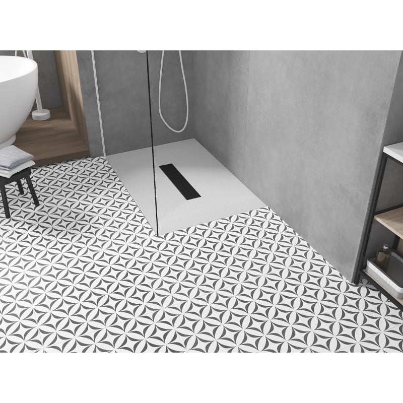 Mexen Toro receveur de douche rectangulaire SMC 140 x 70 cm, blanc, cache noir - 43107014-B