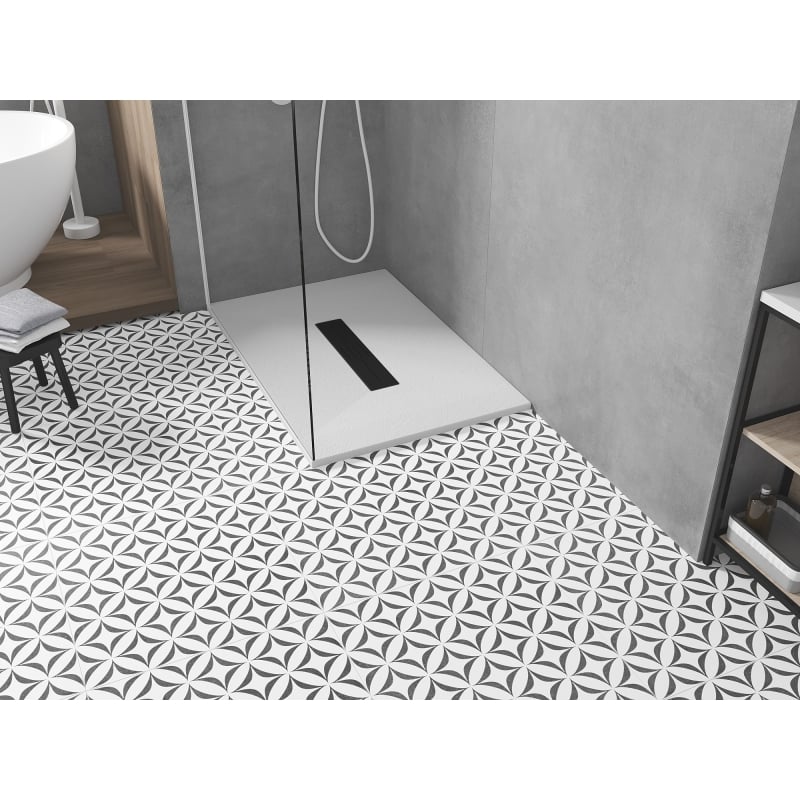 Mexen Toro receveur de douche rectangulaire SMC 140 x 80 cm, blanc, cache noir - 43108014-B
