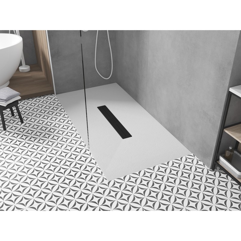 Mexen Toro receveur de douche rectangulaire SMC 160 x 90 cm, blanc, cache noir - 43109016-B