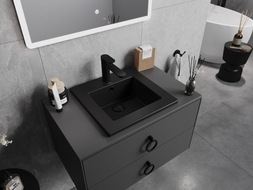 Mexen Atena lavabo encastré de 41 x 41 cm, noir mat - 25014170