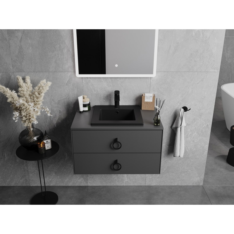 Mexen Atena lavabo encastré de 41 x 41 cm, noir mat - 25014170