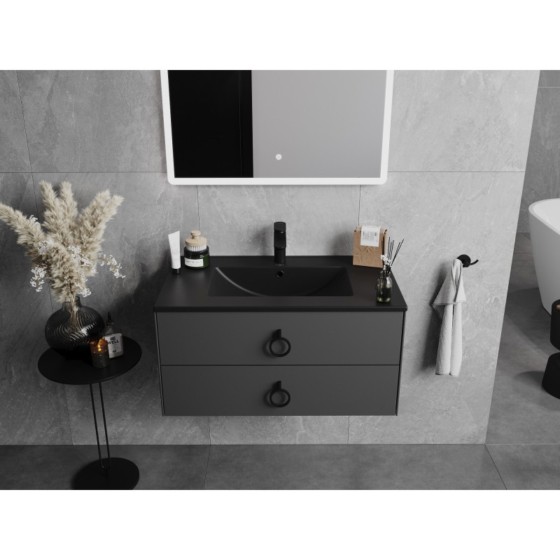 Mexen Atena lavabo encastré 81 x 46 cm, noir mat - 25018070