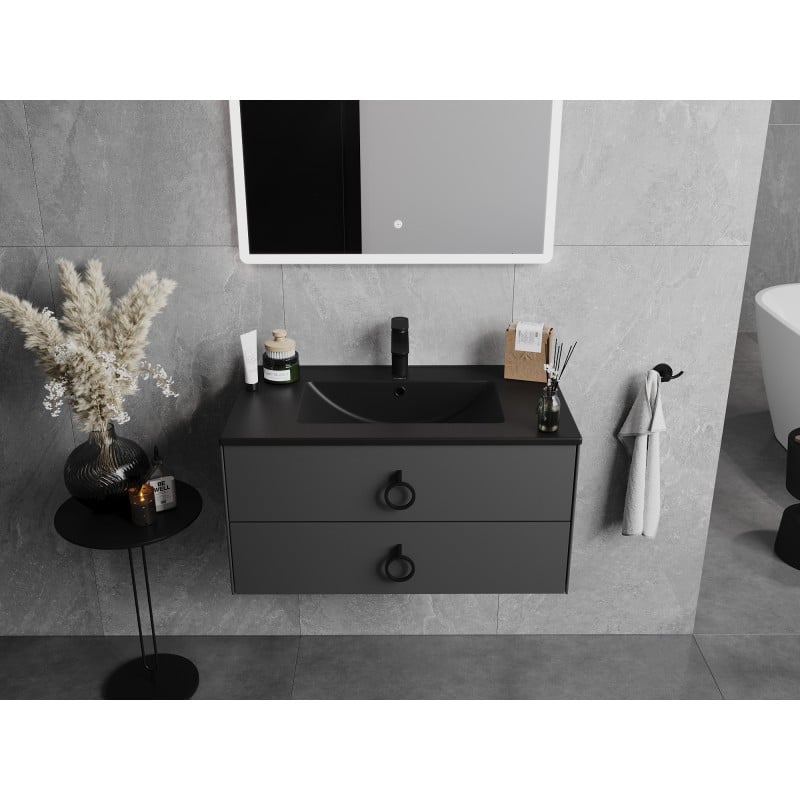 Mexen Atena lavabo encastré dans le comptoir 81 x 46 cm, noir mat - 25018070