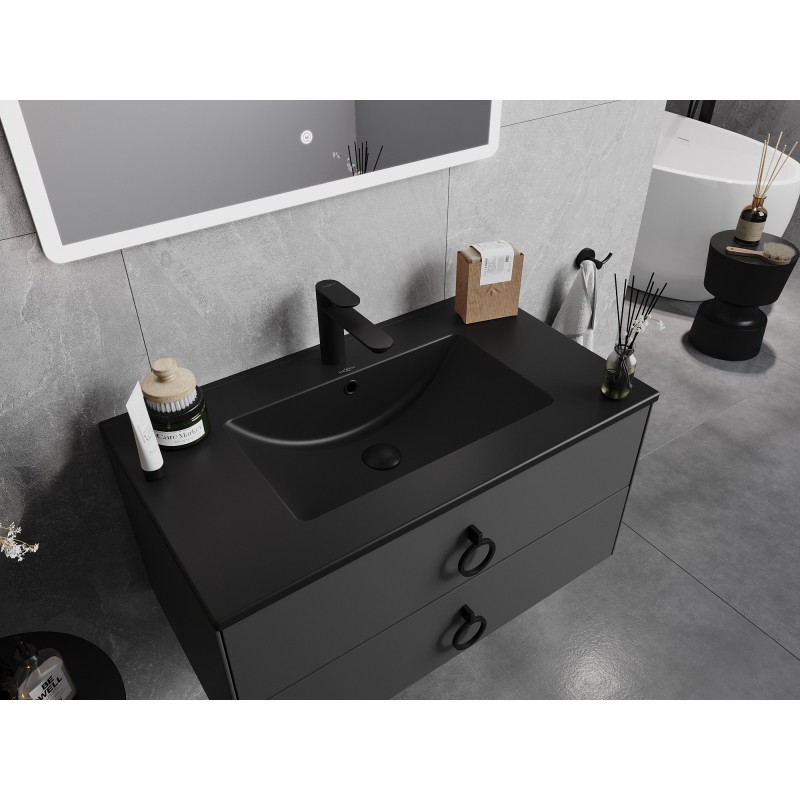 Mexen Atena lavabo encastré 81 x 46 cm, noir mat - 25018070