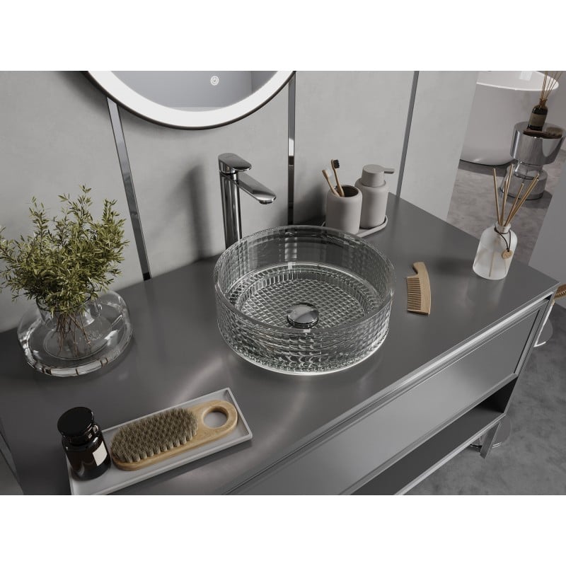 Mexen Lira lavabo en verre à poser 37 x 37 cm, transparent - 24053700