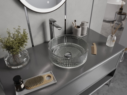 Mexen Lira lavabo à comptoir en verre 37 x 37 cm, transparent - 24053700
