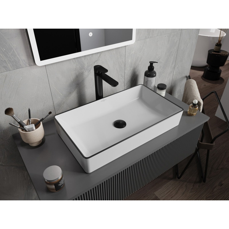 Mexen Nadia lavabo sur plan 62 x 35 cm, blanc/noir - 21616007