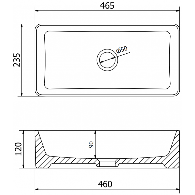 Mexen Nadia lavabo sur plan 46 x 23 cm, noir mat - 21614685