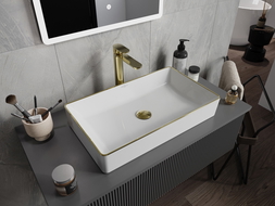 Mexen Nadia lavabo de comptoir 60 x 35 cm, blanche/bord en or - 21616005