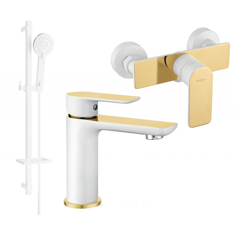 Mexen Alfa DQ40 ensemble de douche, blanc/doré - 745704DQ40-25