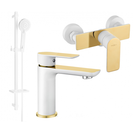 Mexen Alfa DQ40 ensemble de douche, blanc/or - 745704DQ40-25