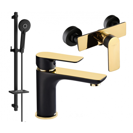 Mexen Alfa Ensemble de douche DQ40, noir/doré - 745704DQ40-75