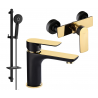 Mexen Alfa Ensemble de douche DQ40, noir/doré - 745704DQ40-75