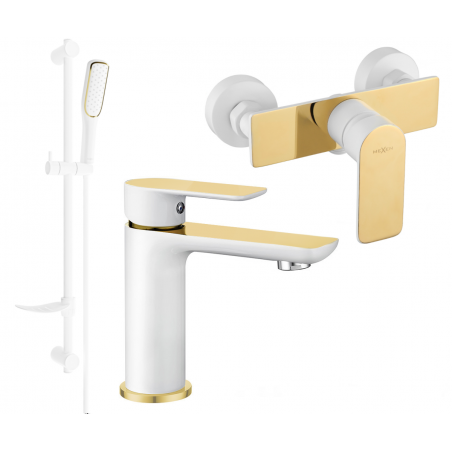 Mexen Alfa DF49 Ensemble de Douche, Blanc/Doré - 745704DF49-25