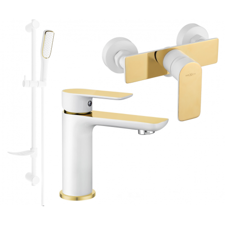 Mexen Alfa DF49 ensemble de douche, blanc/or - 745704DF49-25