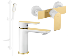 Mexen Alfa DF49 Ensemble de Douche, Blanc/Doré - 745704DF49-25