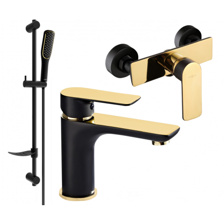 Mexen Alfa DF49 ensemble de douche, noir/doré - 745704DF49-75
