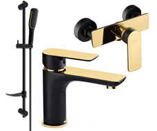 Mexen Alfa DF49 ensemble de douche, noir/doré - 745704DF49-75