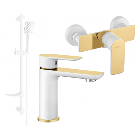 Mexen Alfa DF62 ensemble de douche, blanc/doré - 745704DF62-25