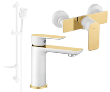 Ensemble de douche Mexen Alfa DF62, blanc/or - 745704DF62-25