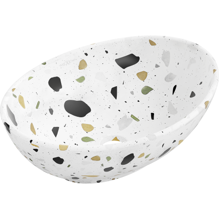 Mexen Elza lavabo à poser 40 x 33 cm, pierre terrazzo blanche - 21014083